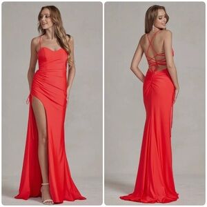 NWT NOX ANABEL T1140 High slit Bodycon Ruched Evening Formal Gown 6,10